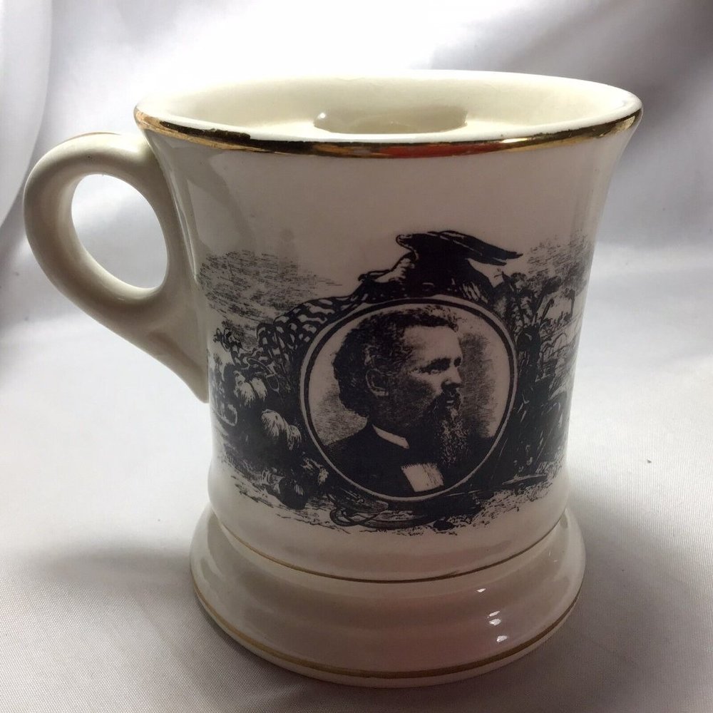 Industrial Age Man Moustache Shaving VTG Mug American Eagle Scene Anchor 10M20